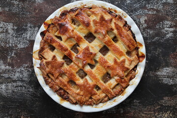Homemade apple pie with ice cream  - obrazy, fototapety, plakaty