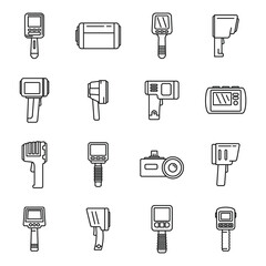 Thermal imager device icons set, outline style