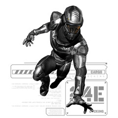 Space man in suit with hands on approach 3D illustration isolated © deviney designs