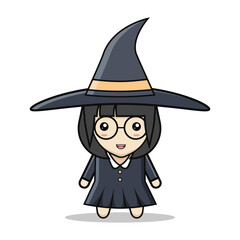 Kawaii illustration witch vector graphics