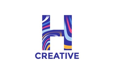 Letter H Trendy Acrylic Fluid Vector Logo