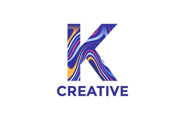 Letter K Trendy Acrylic Fluid Vector Logo