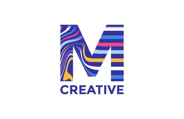 Letter M Trendy Acrylic Fluid Vector Logo