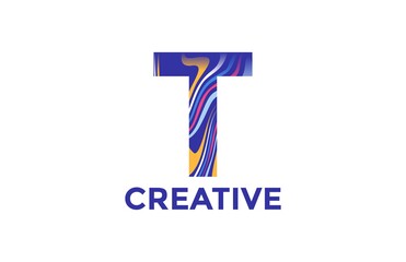 Letter T Trendy Acrylic Fluid Vector Logo