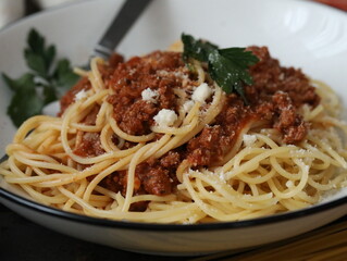 Spaghetti bolognese - Italian pasta with meat