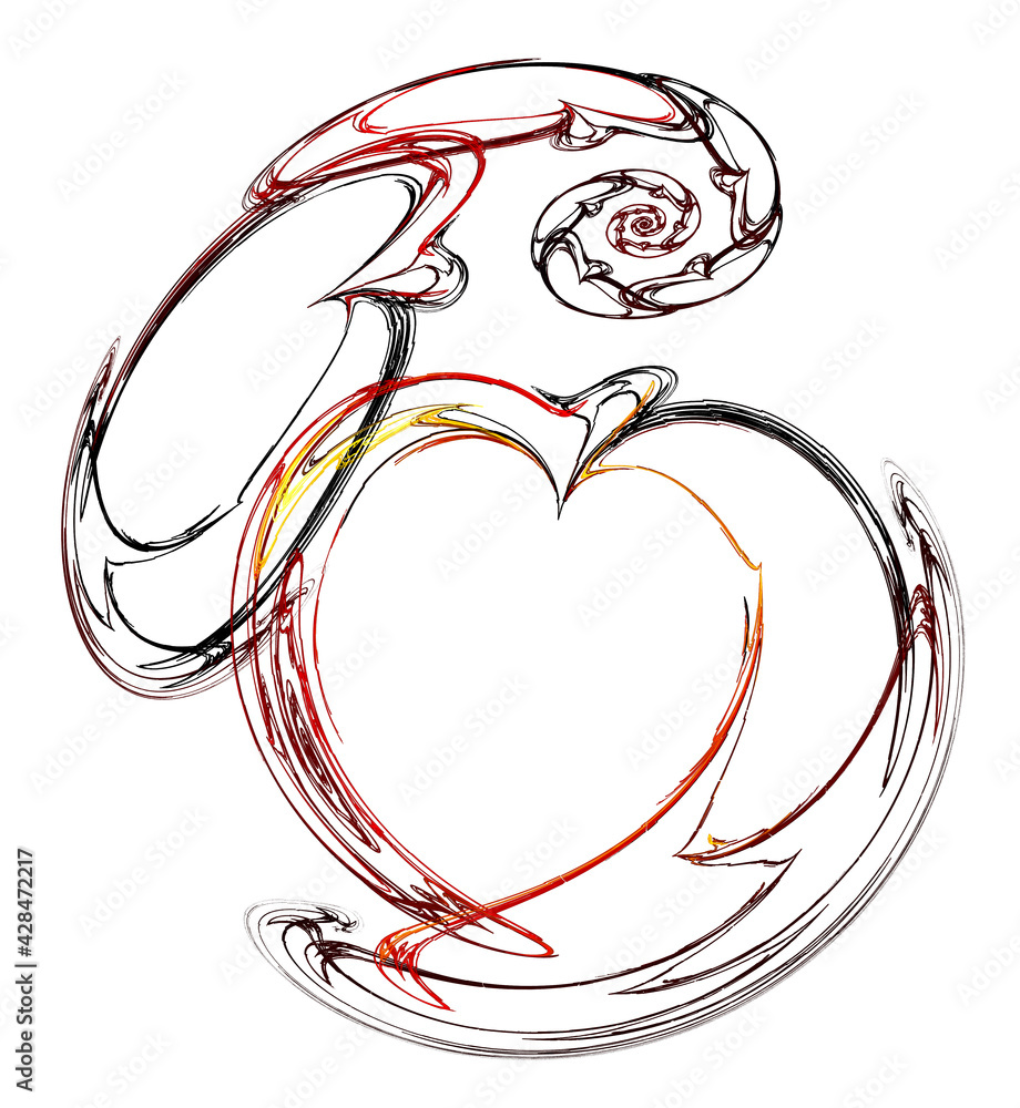 Aufkleber ornament from hearts arranged in a spiral on a white background. abstract fractal background. graphi