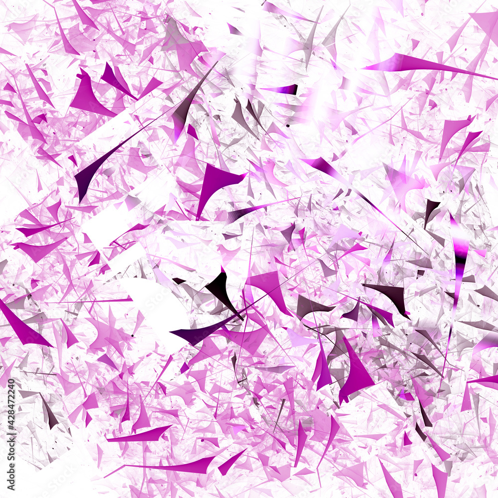 Aufkleber purple pieces of various geometric shapes are arranged randomly on a white background. abstract frac