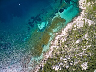 Aerial view of Erica valley in Santa Teresa di Gallura, Sardinia Italy