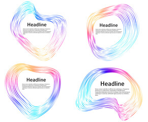 Design elements. Wave of many purple lines circle ring. Abstract vertical wavy stripes on white background isolated. Vector illustration EPS 10. Colourful waves with lines created using Blend Tool