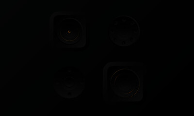 Black Gradient Audio device Volume control buttons on panels Graphic Equilizer Element EQ with speaker symbols with Black Background