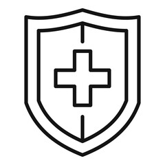 Health shield icon, outline style