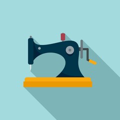 Old sewing machine icon, flat style