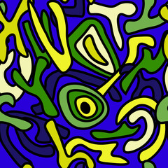 abstract background pattern black blue yellow green beige outline modern fashion stylish designer fresh shapes stylized bright