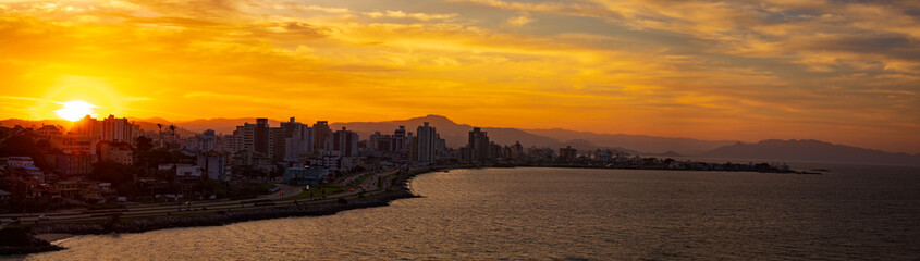 sunset in the mountains city Florianopolis,  Florianópolis, Santa Catarina, Brazil
