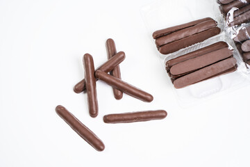 Chocolate snack on the white background