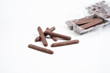 Chocolate snack on the white background