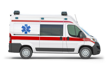 Ambulance car isolated on white.