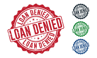 Loan Denied Rubber Stamp around Grunje on White Background. Loan Denied Sign Design Vector Illustration.