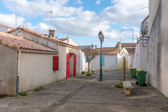 One small empty square in the old town of Saint-Trojan-les-Bains, France