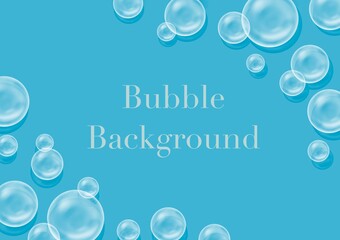 泡のフレームイラスト背景　青