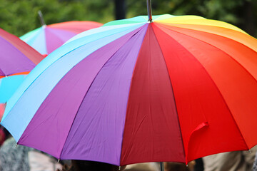 multi-colored umbrella. concept of gay people or just a joyful item from the rain