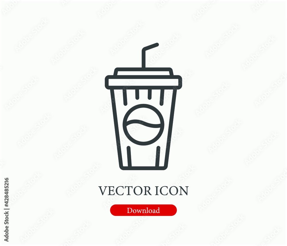 Poster cup of coffe vector icon. editable stroke. linear style sign for use on web design and mobile apps, 