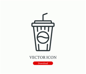 Cup of coffe  vector icon.  Editable stroke. Linear style sign for use on web design and mobile apps, logo. Symbol illustration. Pixel vector graphics - Vector