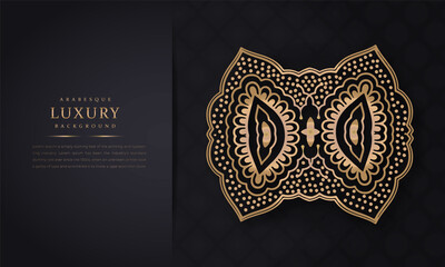 luxury ornamental mandala design background in gold color, arabesque pattern arabic islamic east style for Wedding card, book cover, greeting card, invitation and background