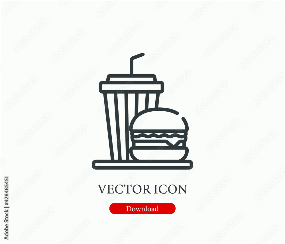 Poster fast food vector icon. editable stroke. linear style sign for use on web design and mobile apps, log