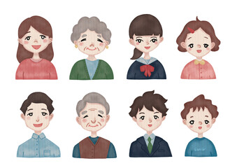 家族のイラスト素材　セット