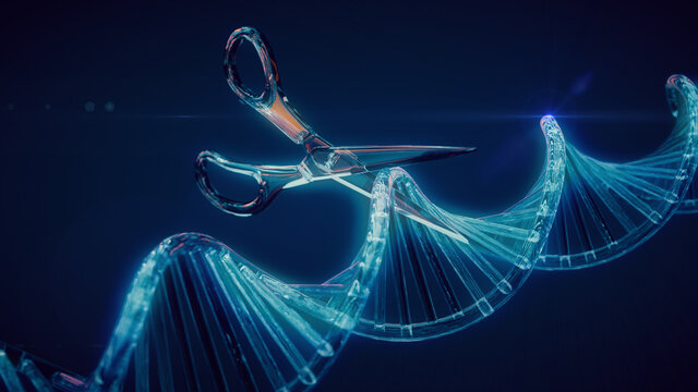 CRISPR Genschere | Gentechnik - DNA/RNA-Gen-Editing | 3D-Render Illustration