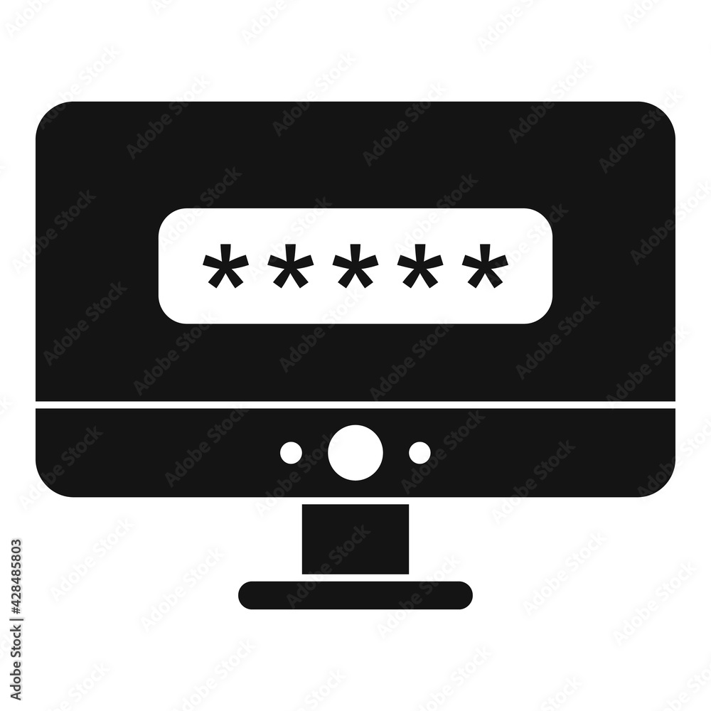 Poster pc login authentication icon, simple style