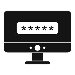 Pc login authentication icon, simple style