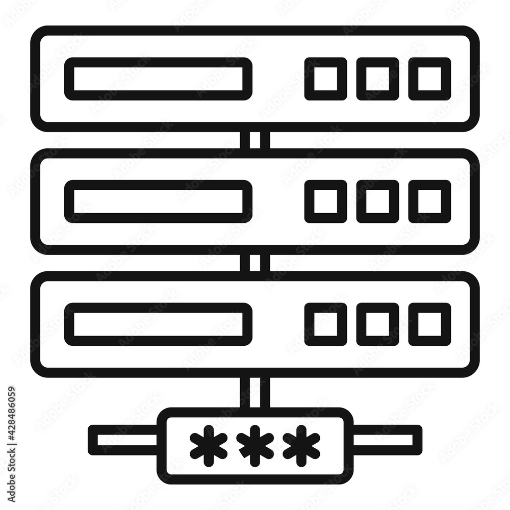 Poster server network authentication icon, outline style