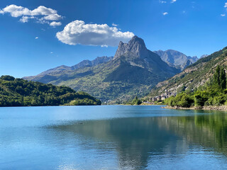 view of the Lanuza reservoir, in the Aragonese Pyrenees. Huesca, Spain