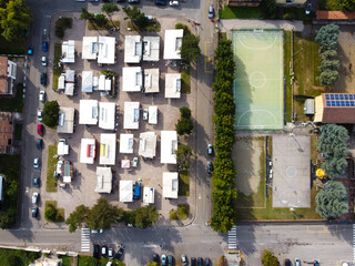 Aerial view of Boretto Market, Emilia Romagna. Italy
