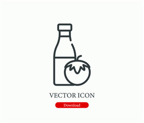 Tomato sauce vector icon. Editable stroke. Symbol in Line Art Style for Design, Presentation, Website or Apps Elements. Pixel vector graphics - Vector