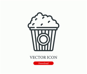 Popcorn vector icon.  Editable stroke. Linear style sign for use on web design and mobile apps, logo. Symbol illustration. Pixel vector graphics - Vector