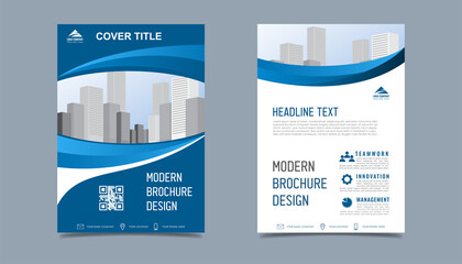 Business flyer layout template in A4  size. Modern Brochure template cover design, annual report, poster  with geometric and wavy  lines for business market on white background, vector illustration
