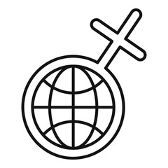 Global woman empowerment icon, outline style