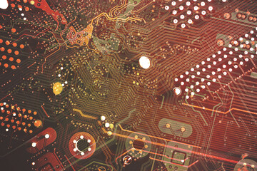 Modern printed circuit board, Abstract technology circuit board. Abstract banner background.