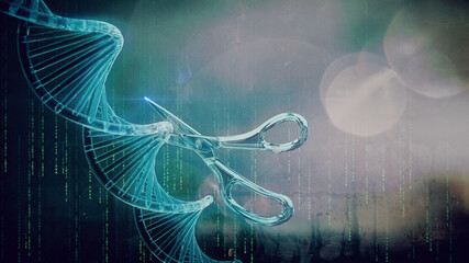 CRISPR Genschere | Gentechnik - DNA/RNA-Gen-Editing | 3D-Render Illustration