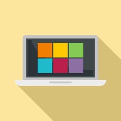 Laptop remote control icon, flat style