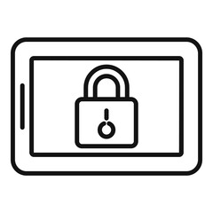 Locked tablet icon, outline style