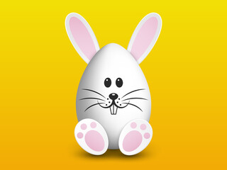 Cute Easter Egg Bunny Decoration. Easter Greeting Card. Vector illustration.