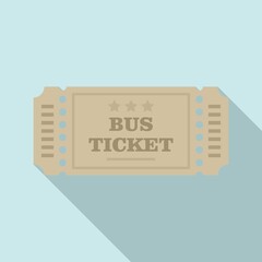 Smart bus ticket icon, flat style