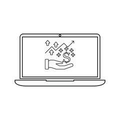 Laptop or notebook computer flat vector icon for apps and websites