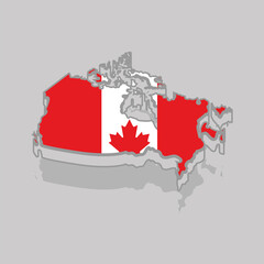 Isolated 3d map with the flag of Canada - Vector illustration