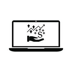Laptop or notebook computer flat vector icon for apps and websites