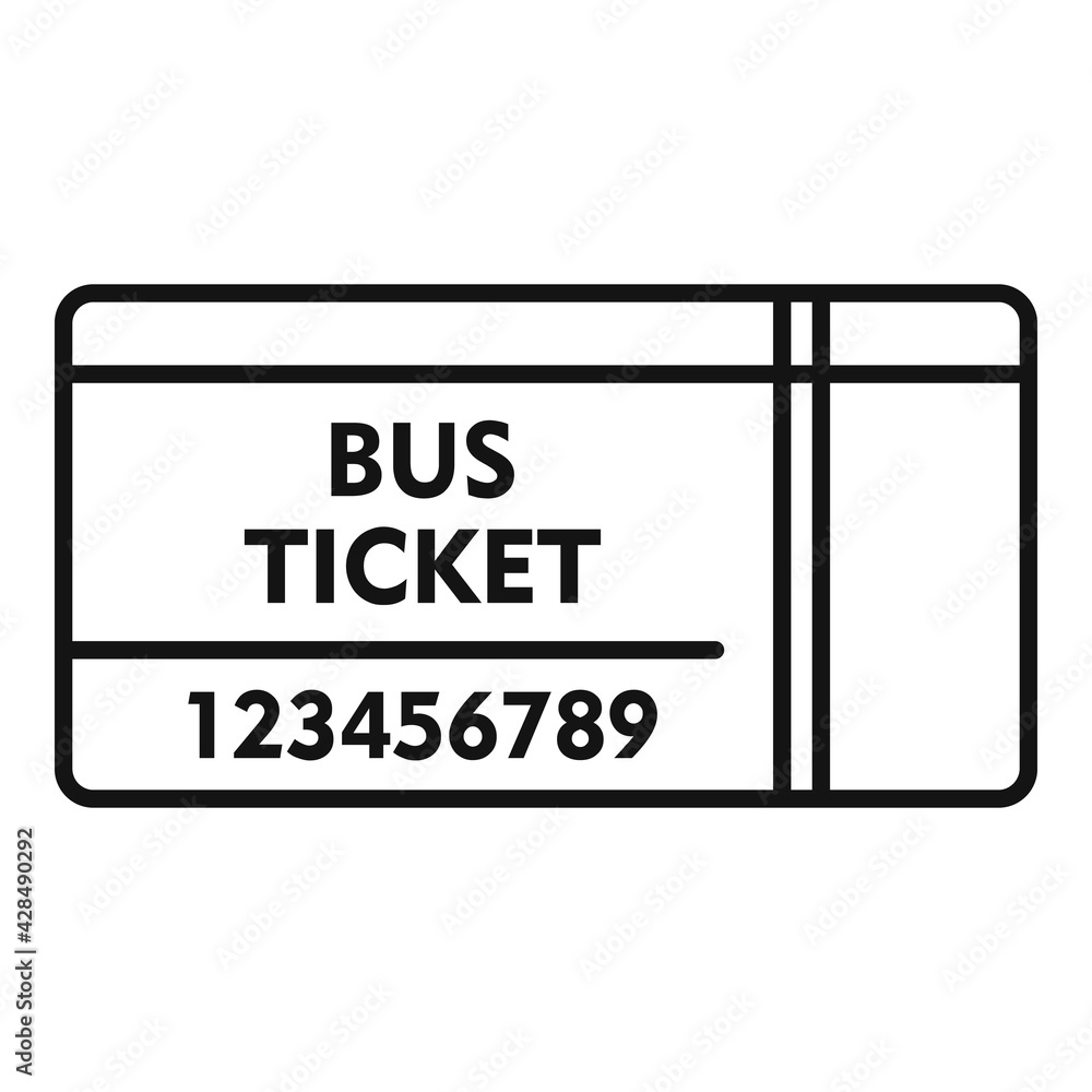 Poster Paper bus ticket icon, outline style